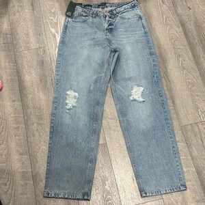 Womens Light Blue Distressed Jeans